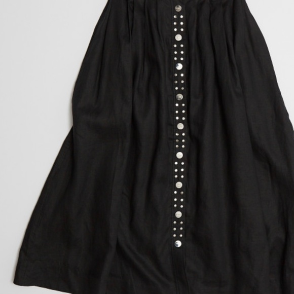 Ganni Studded Black Linen Skirt Size 38 - Picture 4 of 4